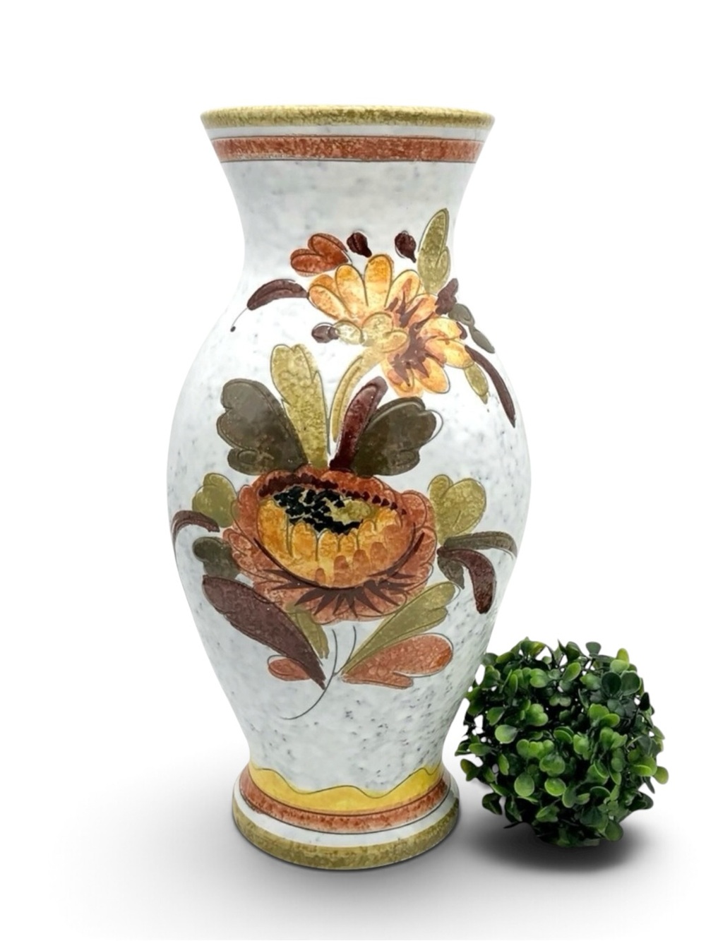 Italian Vase 13.5” Incised Retro Floral Botossi Rosenthal MCM Vintage Old Italy